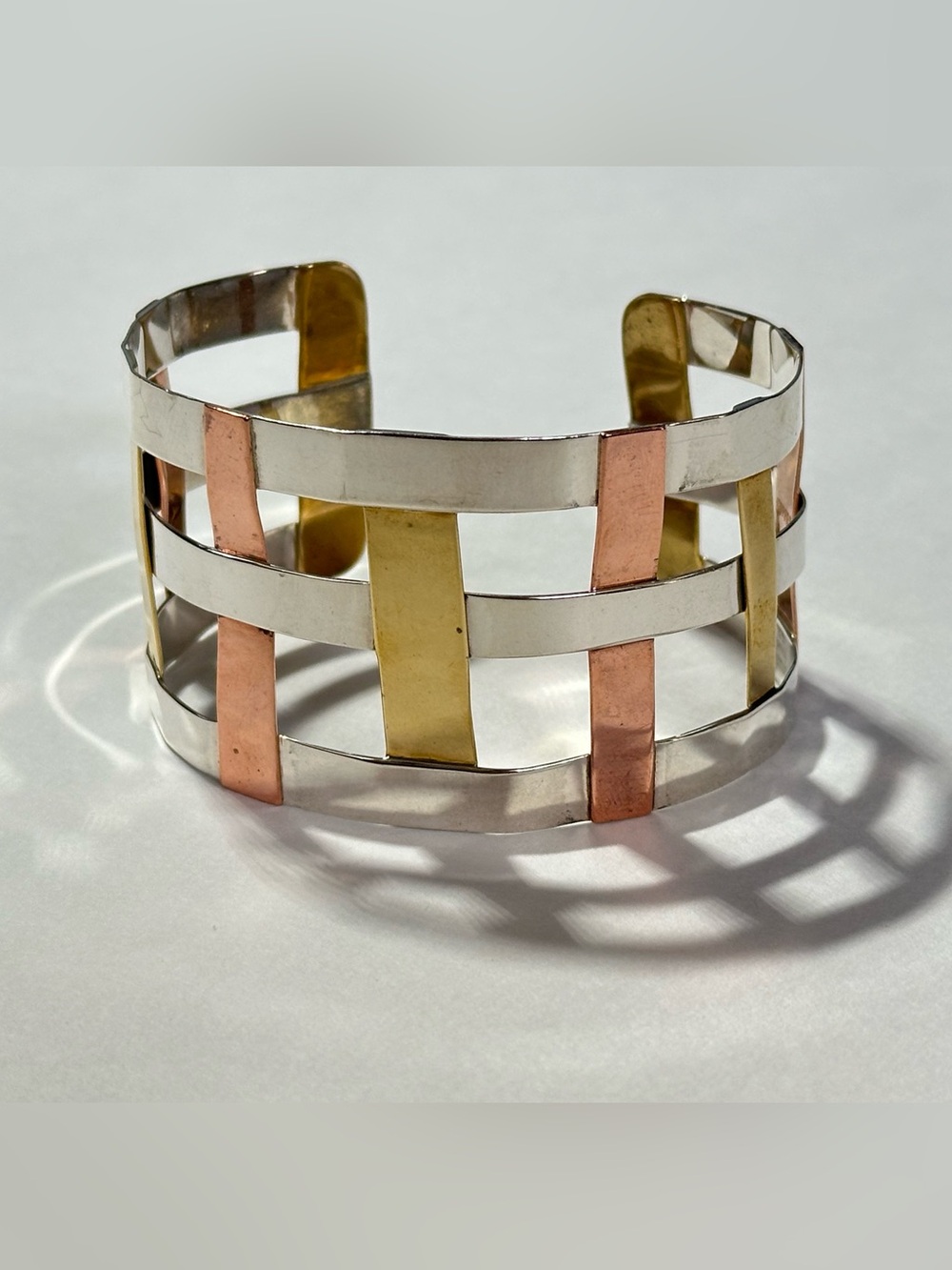 RLM Studio Robert Lee Morris 925 Sterling Brass Copper Tri-Tone Woven Bracelet